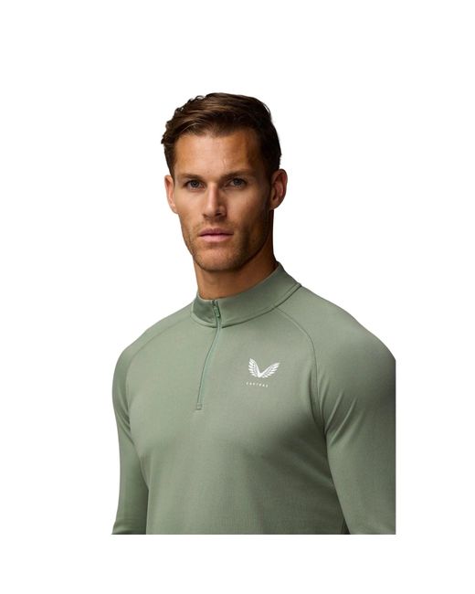 Castore Green Adapt Training 1/4 Zip Top Polyester Activewear T-Shirts for men