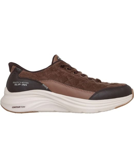 Skechers Brown Contour Foam Cordelux Textile Cozycord/Pu Trainers for men