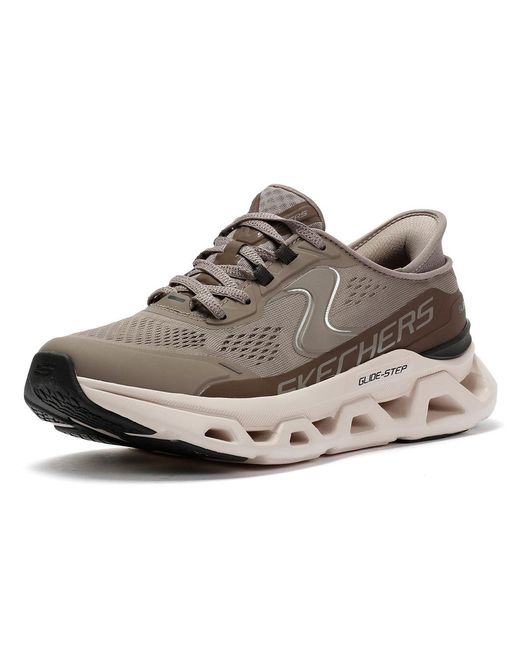 Skechers Gray Slip-Ins Glide Step Altus Mesh Khaki Trainers
