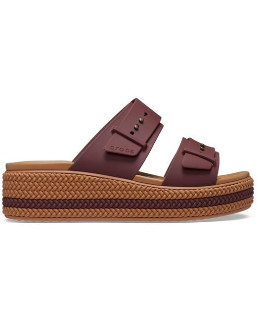 CROCSTM Brown Brookly Buckle Low Synthetic Dark Clay Sandals