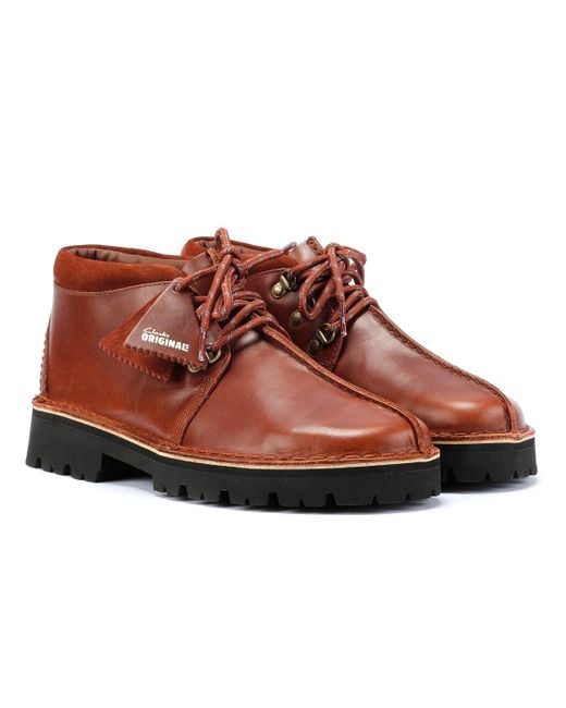 Clarks Brown Desert Trek Xl Leather Tan Boots for men