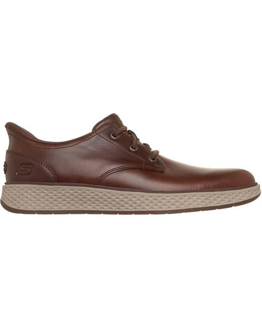 Skechers Brown Burkett Lonzo Leather Leather Lace-Up Shoes for men