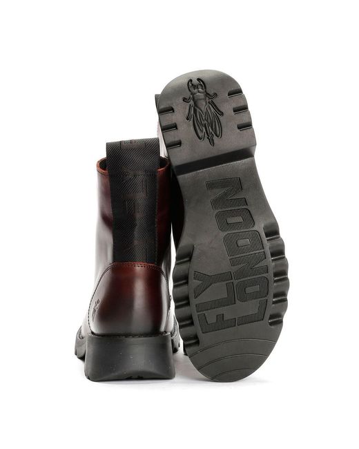 Fly London Black Ragi Leather Wine Boots