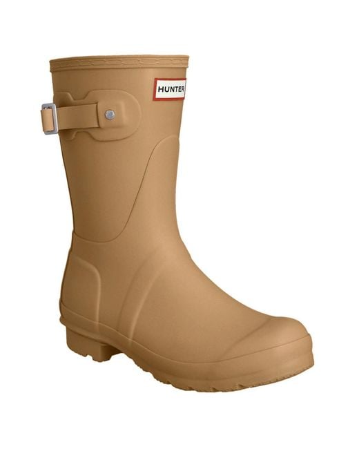 Hunter Brown Original Short Rubber Gravel/Biscuit Wellington Boots