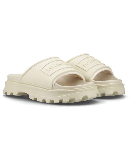 Moulded Stacked Slider Sandales En Gravier Hunter en coloris Natural