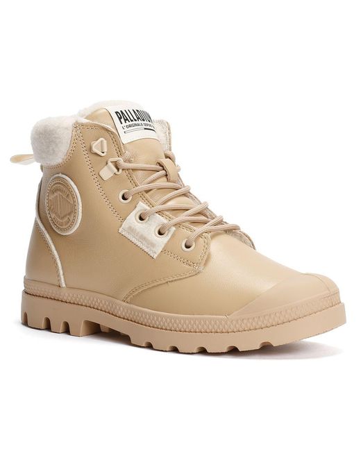Palladium Natural Pampa Hi Snow Warm Leather Cuban Sand Boots