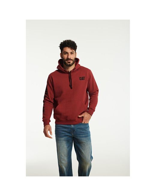 Caterpillar Red Trademark Banner Cotton Hooded Sweatshirt for men