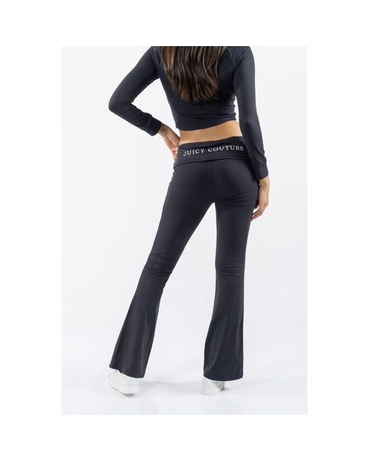 Juicy Couture Black Roll Down Flare Nylon Track Pants