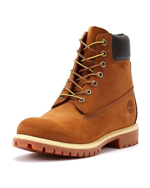 Timberland Brown Premium Waterproof 6 Inch Boot Rust Nubuck for men