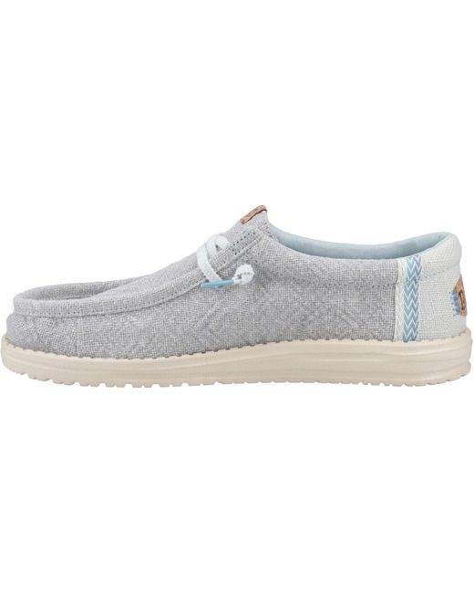 HeyDude Gray Wally Jute Jute Cloud/Dawn Moccasins Shoes for men