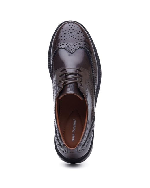 Hush Puppies Blue Verity Hi-Shine Leather Chocolate Brogues Shoes