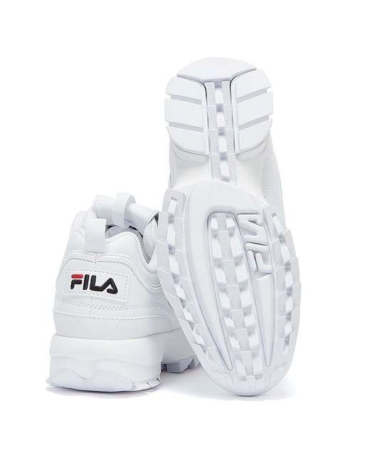 Fila Disruptor Ii Premium White Leather Trainers Rubber