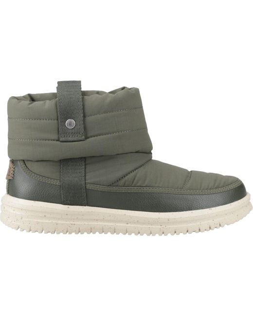 HeyDude Green Camden Cuff Nylon Quilt Nylon Winter Ankle Boots