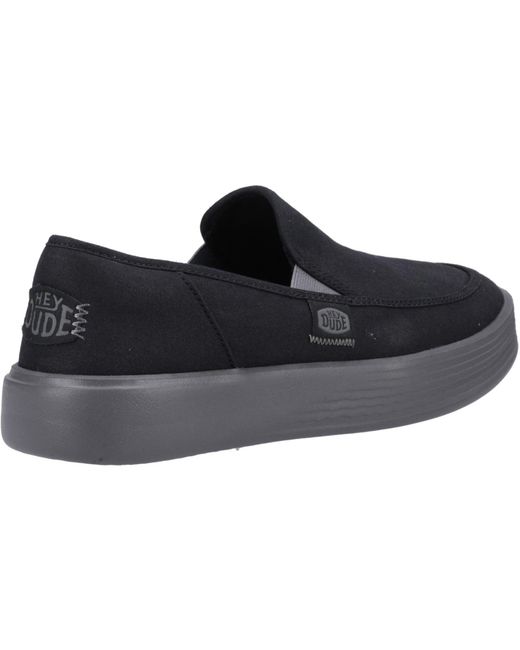 HeyDude Blue Sunapee Canvas 100% Cotton /Charcoal Loafers for men