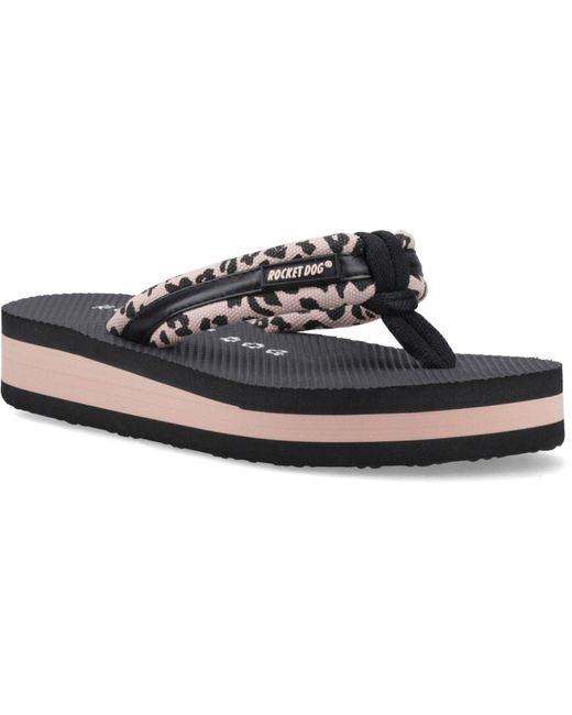 Rocket Dog Blue Monica Leon Leopard Textile Light Flip Flops