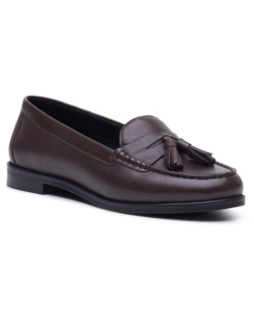 Hush Puppies Blue Connie Leather Chocolate Loafers