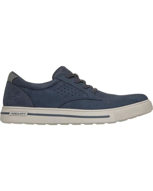 Skechers Blue Arch Fit Solano 2.0 Rey Leather Suede Lace-Up Shoes for men
