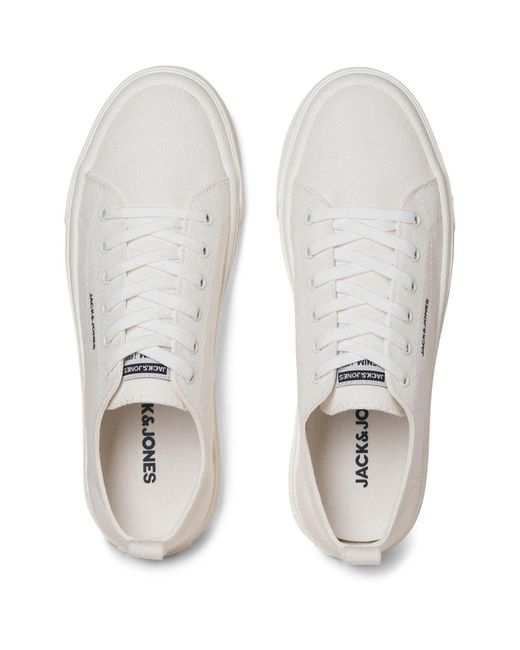 Jack & Jones White Bayswater Canvas Trainers Size: 7 for men