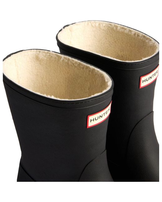 Hunter Black Downpour Short Insulated Boot Rubber Wellington Boots