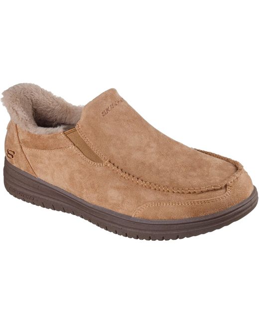Skechers Brown Murette Scofield Textile Slippers for men