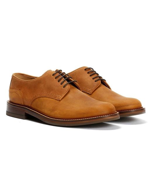 Chapman & Moore Brown Plain Derby Country Oiled Leather Tan Shoes for men