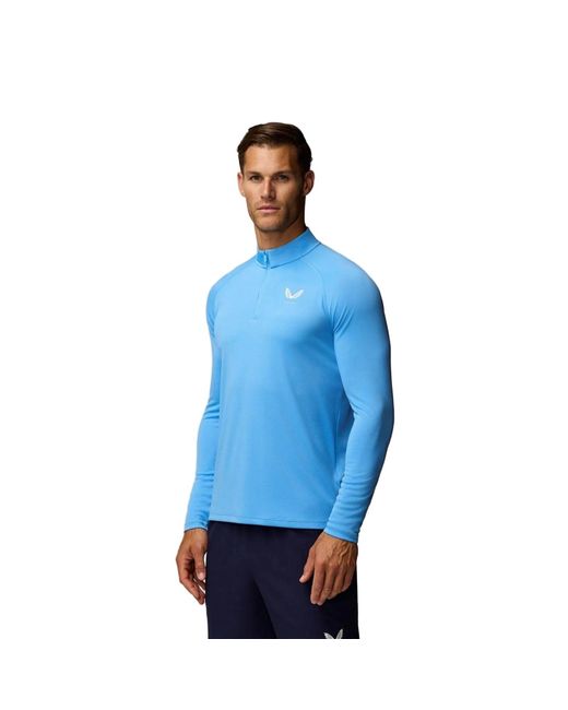 Castore Blue Adapt Training 1/4 Zip Top Polyester Activewear T-Shirts for men
