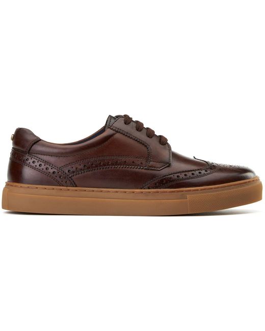 Base London Brown Clapton Leather Burnt Brogues Shoes for men