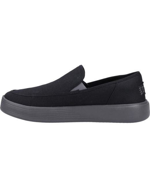 HeyDude Blue Sunapee Canvas 100% Cotton /Charcoal Loafers for men