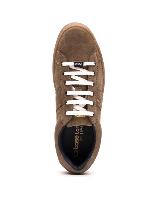 Base London Brown Hopper Leather Moss Trainers for men