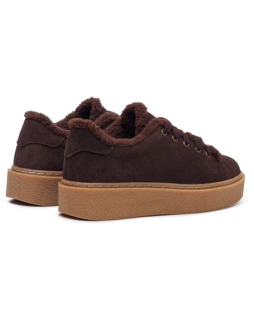 Hush Puppies Brown Brinlee Fur Suede Trainers