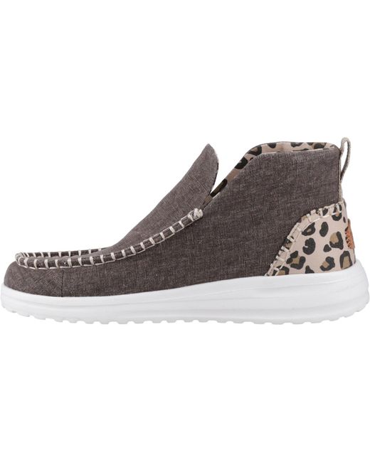 HeyDude Brown Denny Cotton Leopard Boots