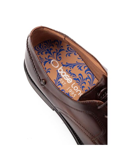 Base London Brown Sleeve Leather Lace-Up Shoes for men
