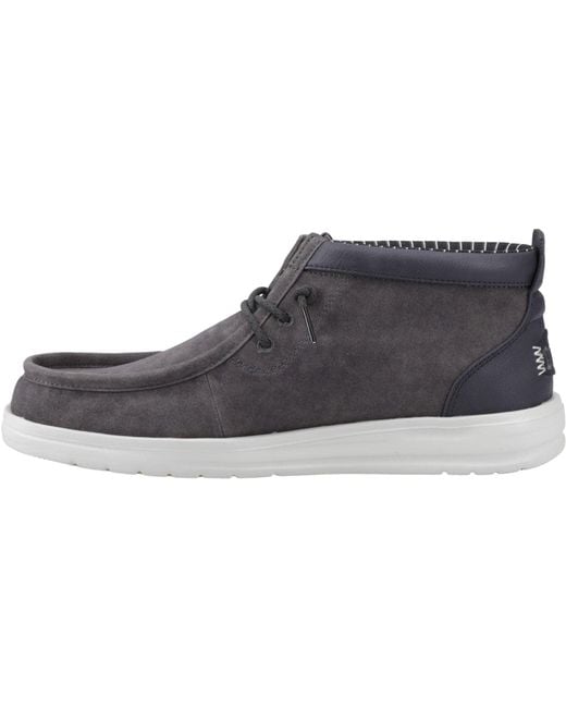 HeyDude Gray Wally Mid Gripr Cotton Oyster/ Ankle Boots for men