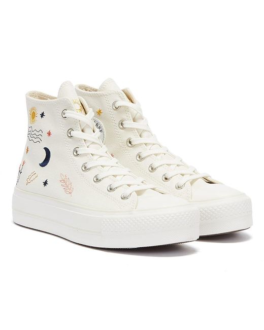 Converse White All Star Lift It's Ok To Wander Hi Trainers