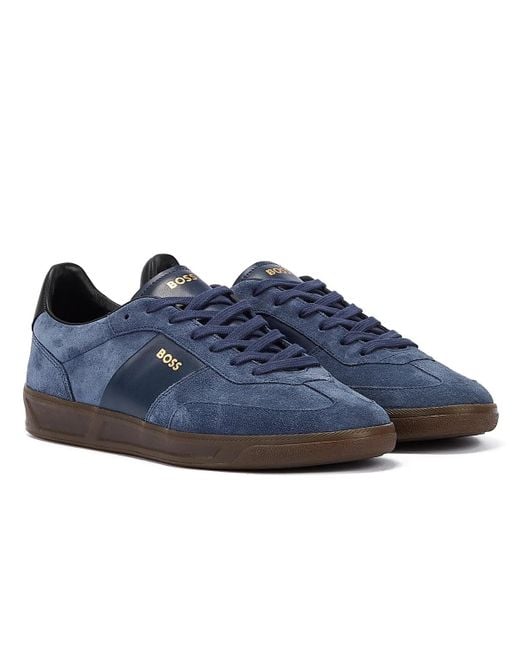 Boss Blue Brandon Tennis Suede Men's Dark Trainers for men