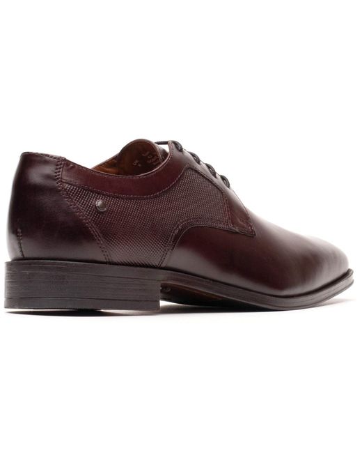 Base London Brown Dome Leather Burnt Lace-Up Shoes for men