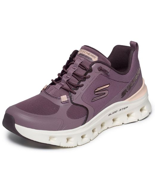 Skechers Purple Glide-Step Pro Textile Plum Mesh/Synthetic/Peach Trim Trainers