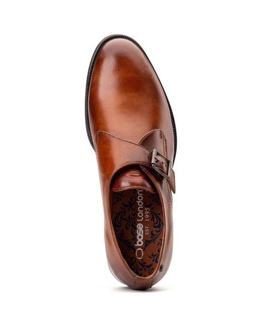 Base London Brown Faraday Leather Burnt Shoes for men
