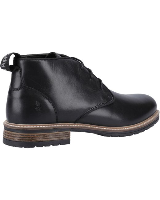 Hush Puppies Black Ricky Leather Ankle Boots for men
