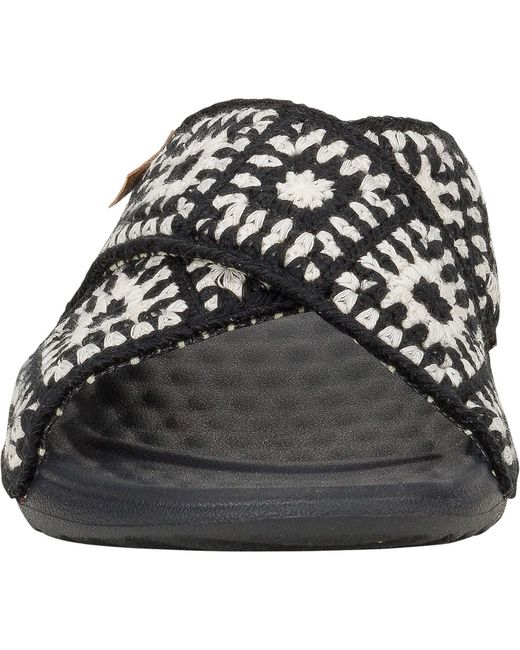 HeyDude Black Christi Slide Cottage Crochet Cotton Sandals