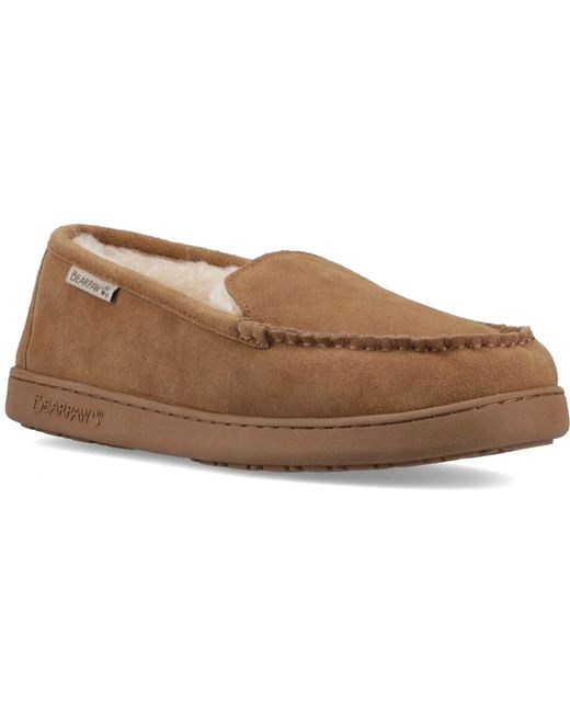 BEARPAW Brown Brian Suede Hickory Slippers for men