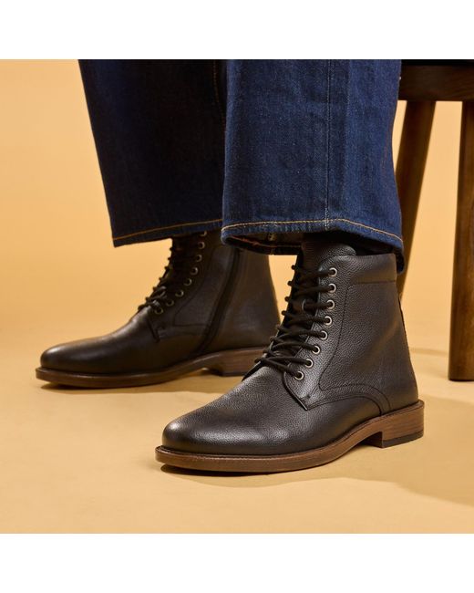 Hush Puppies Black Irwin Leather Ankle Boots for men