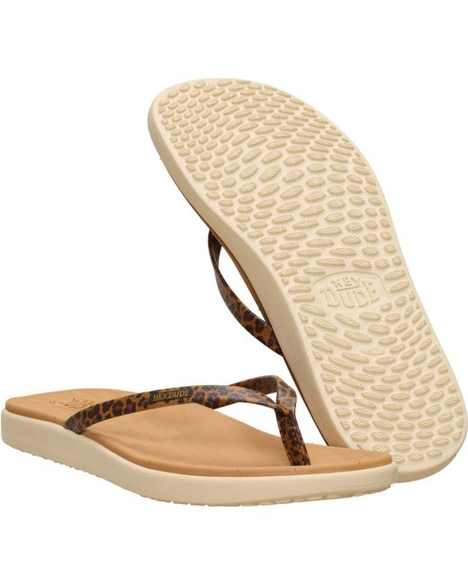 HeyDude Brown Maui Breeze Polyurethane Leopard Flip Flops