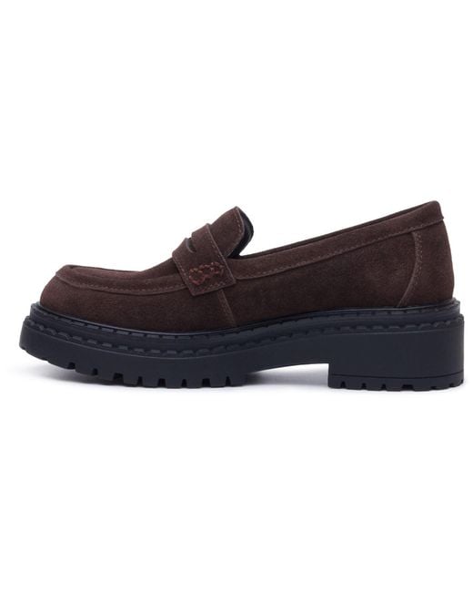 Hush Puppies Blue Odessa Leather Chocolate Loafers