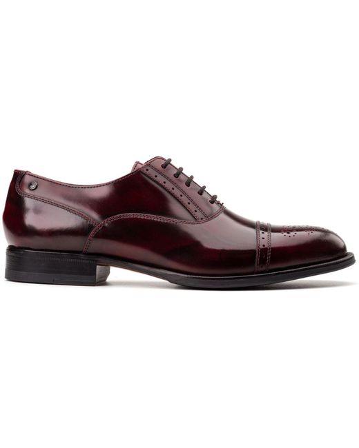 Base London Brown Franklin Leather Bordo Oxford Shoes for men