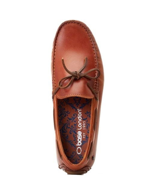 Base London Brown Brooks Leather Burnt Loafers for men