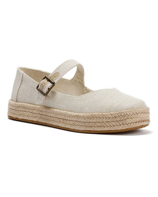 TOMS White Carolina Mary Jane Textile Natural Espadrilles