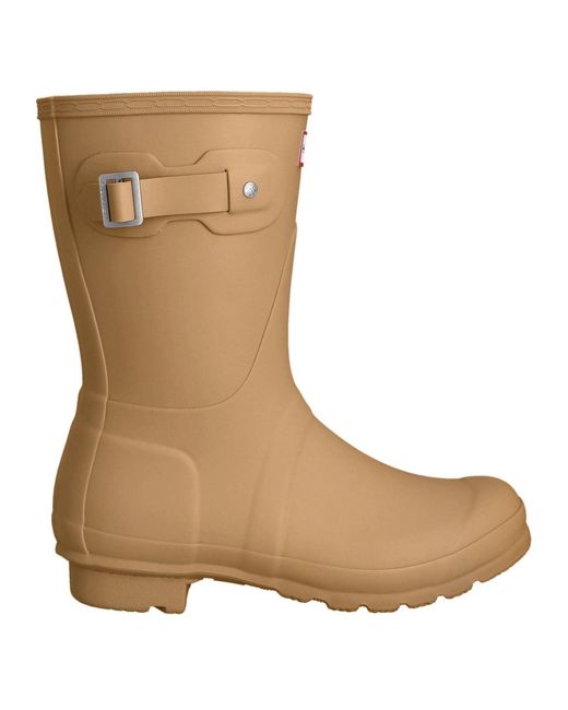 Hunter Brown Original Short Rubber Gravel/Biscuit Wellington Boots