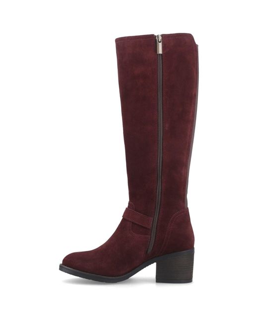 Hush Puppies Red Heidi Leather Bordeaux Heeled Knee High Boots