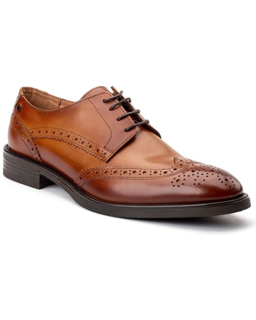Base London Brown Pocket Leather Brogues Shoes for men